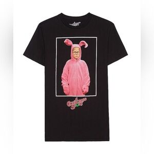 A Christmas Story “Ralphie Pink Bunny Suit” Black Graphic T-Shirt – Size Large